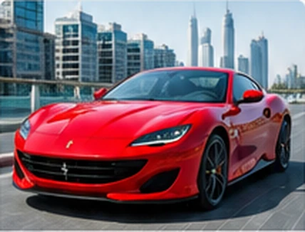 Voiture sportive rouge à Dubaï